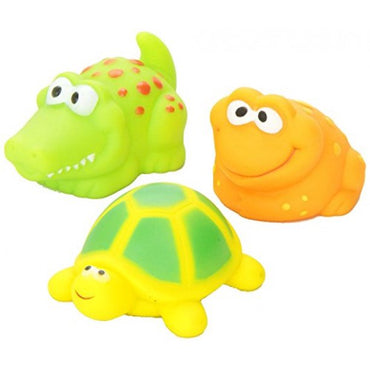 Vital Baby 3-Piece Splash Bath Toys Set - Frog, Turtle & Crocodile - 6+ Months, Multicolour